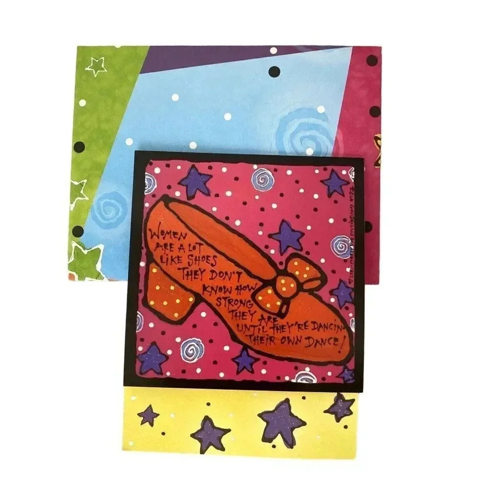 VTG 6/pk BLANK Greeting Cards Shoes Stars Funny Leanin' Tree‎ Lori Wiseman